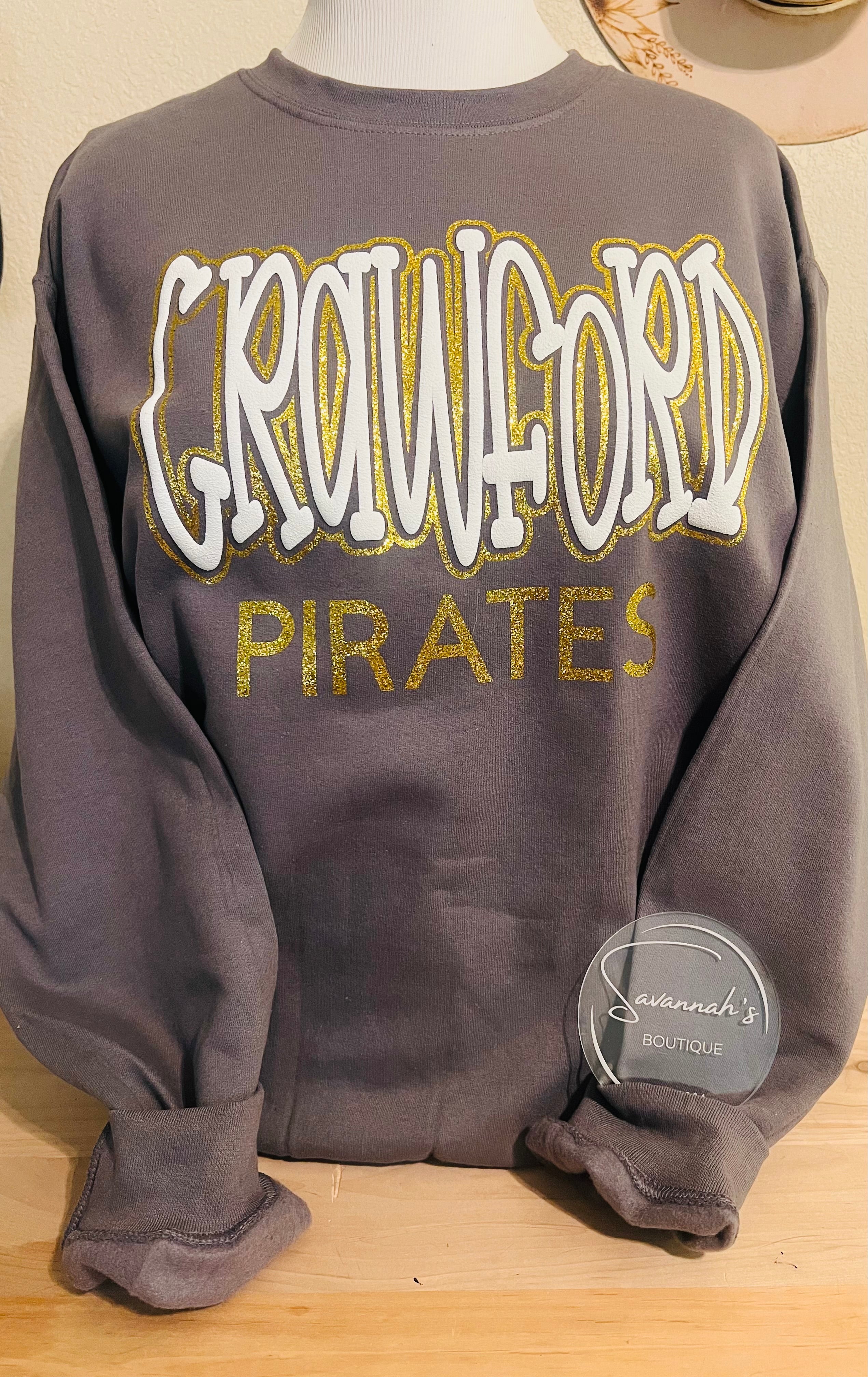 Dark Grey Crawford Sweatshirt Glitter Outlined