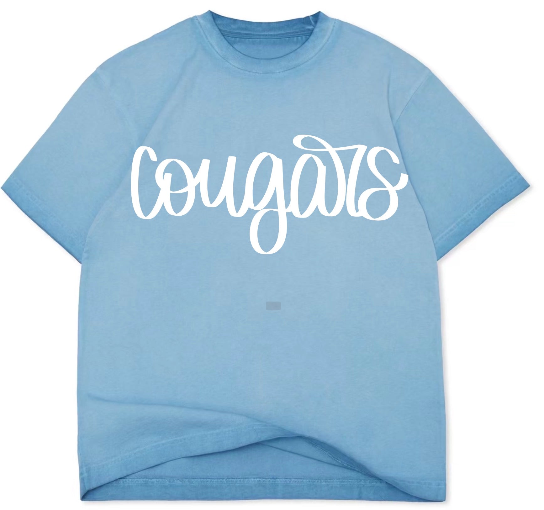 High quality oversized blue tee- cougars white puff letters