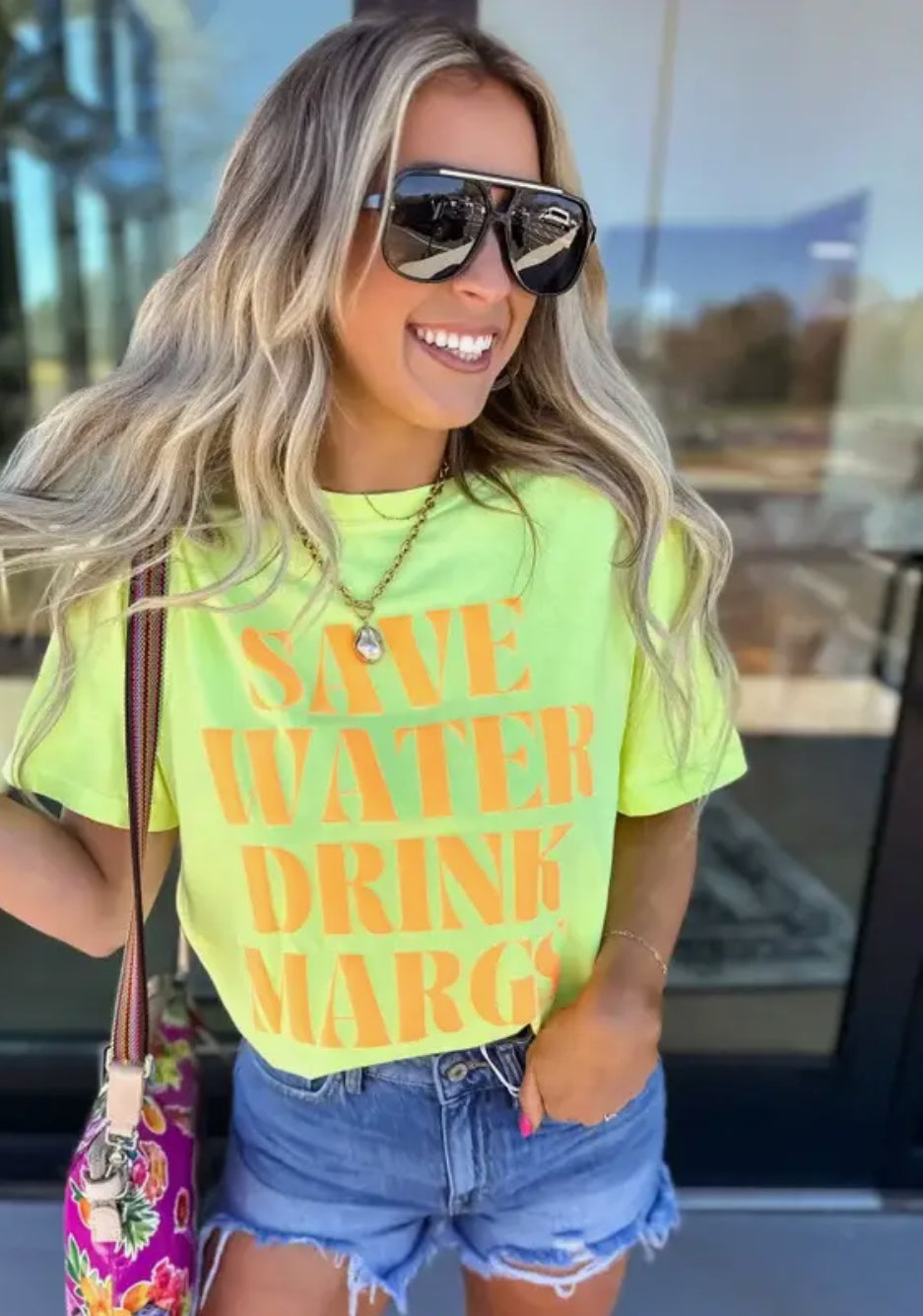 Save Water Drink Margs Neon Yellow