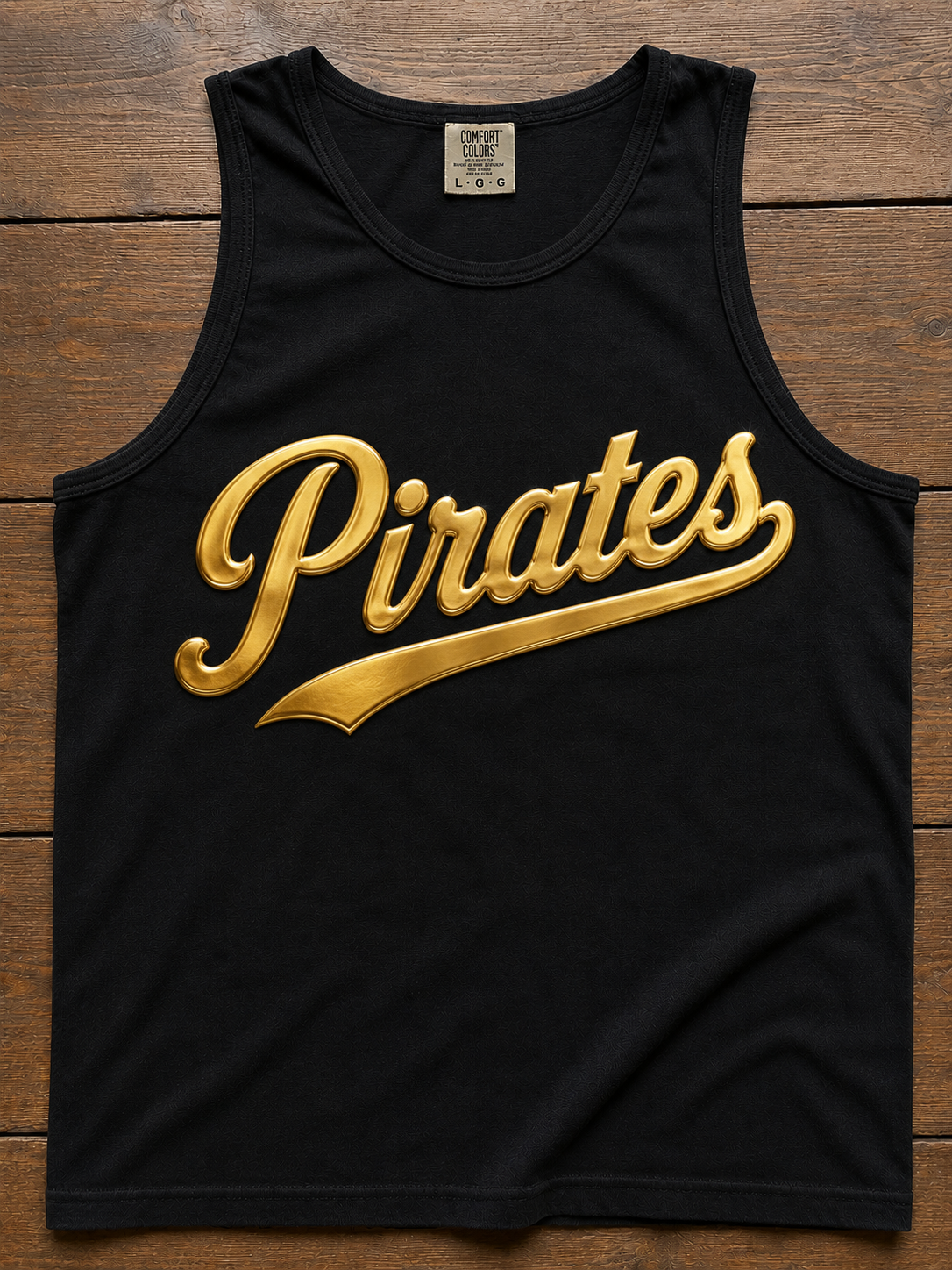 Pirates Gold Foil Puff Black Tank