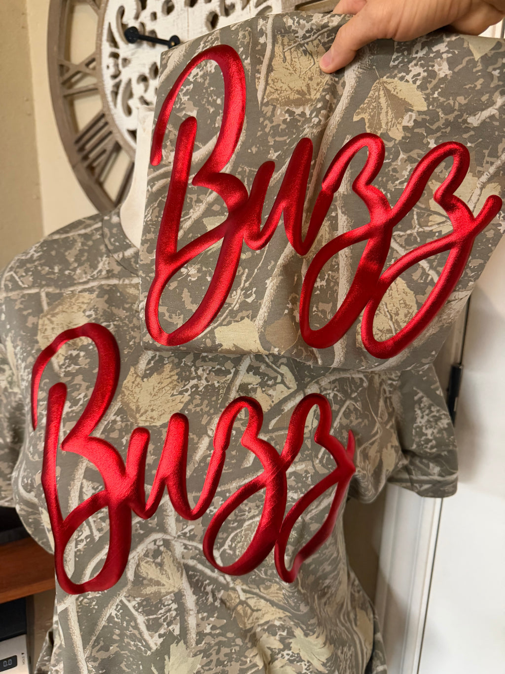 Camo Metallic Puff Mascot