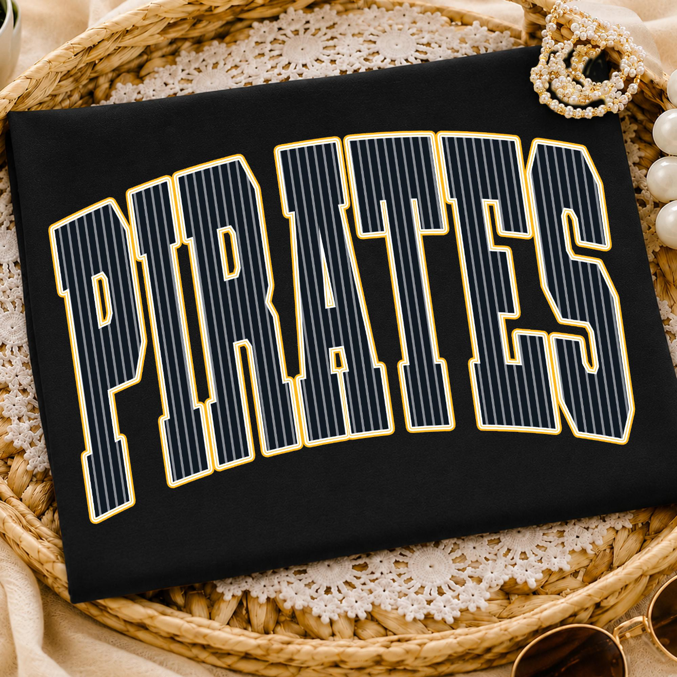Black Tee Striped Pirates