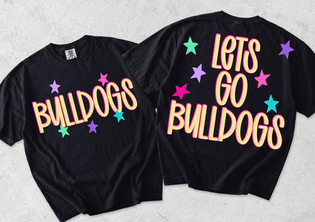 Let’s Go Mascot Neon Black Spirit Tees