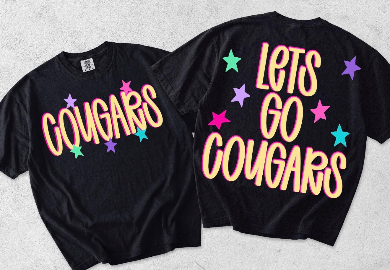 Let’s Go Mascot Neon Black Spirit Tees