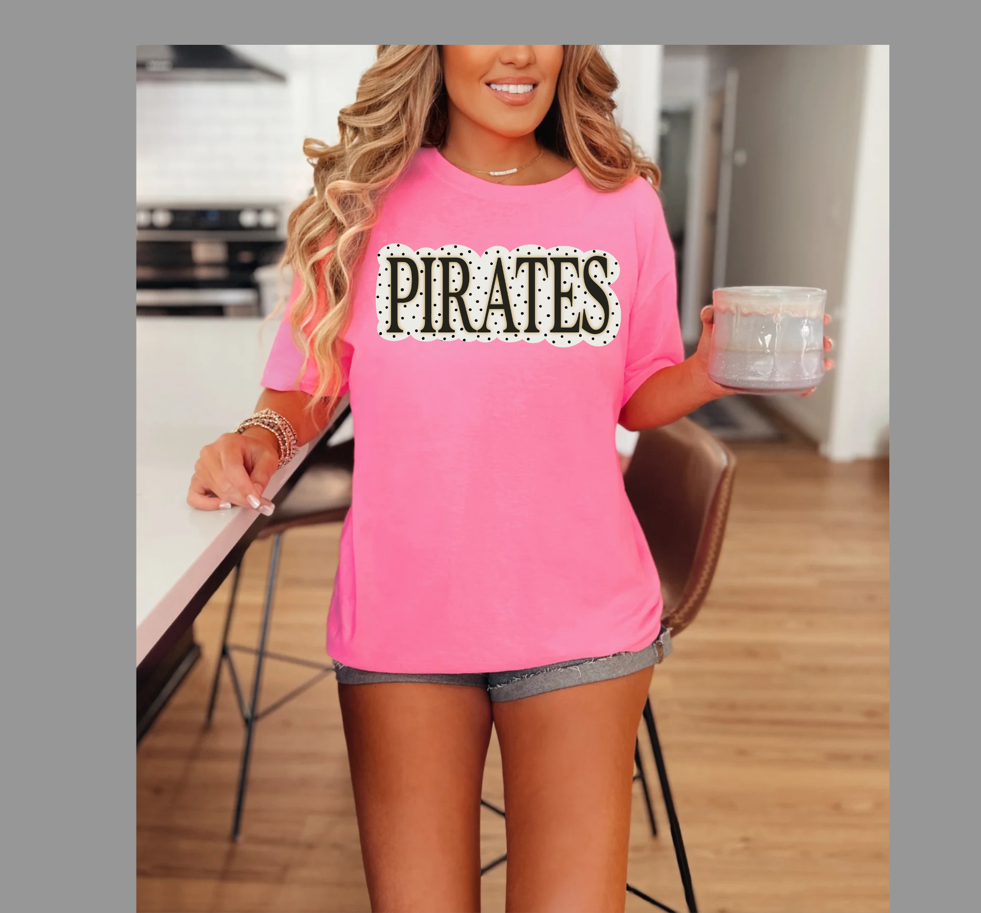 Neon Pink with Pirates Dot
