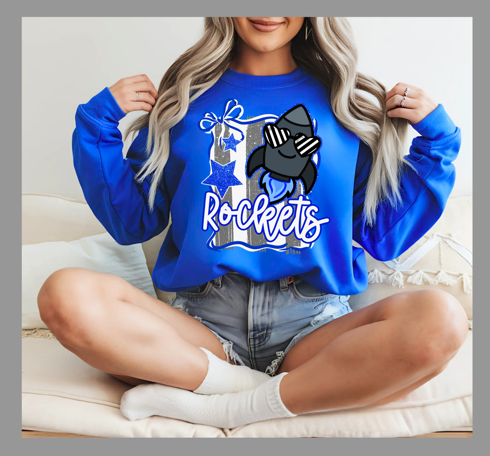 Royal Blue Rockets Design Sweatshirt